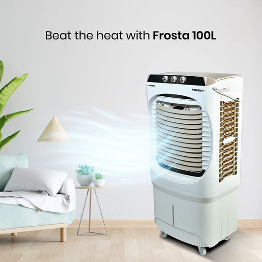 Foxsky Frosta 100 L Desert Air Cooler with Honeycomb Cooling Pads, 100% Copper Motor