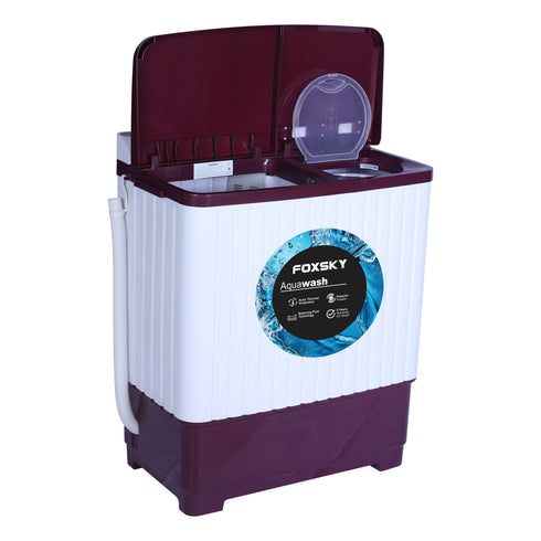 Foxsky 7.5 kg Semi-Automatic Top Load Washing Machine With Magic Filter (Aqua Wash, MAROON)
