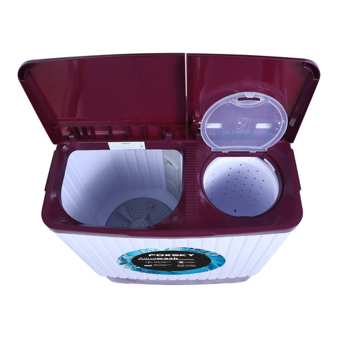 Foxsky 7.5 kg Semi-Automatic Top Load Washing Machine With Magic Filter (Aqua Wash, MAROON)