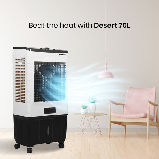 FOXSKY 70 L Desert Air Cooler With Honeycomb Pads Multilayer Cooling (White, Magnum)
