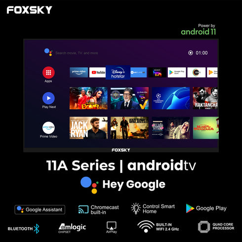 Foxsky 102 cm (40 inches) Full HD Smart Android LED TV 40FS Google With Voice Assistant