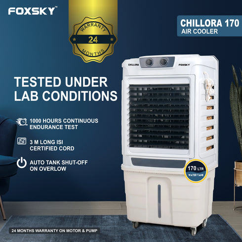 Foxsky Chillora 170 L Desert Air Cooler with Honeycomb Cooling Pads, 100% Copper Motor