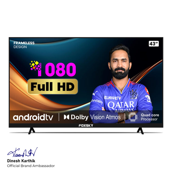 Foxsky 108 cm (43 inches) Full HD Smart LED TV 43FS-VS (Frameless Edition) | With Voice Assistant