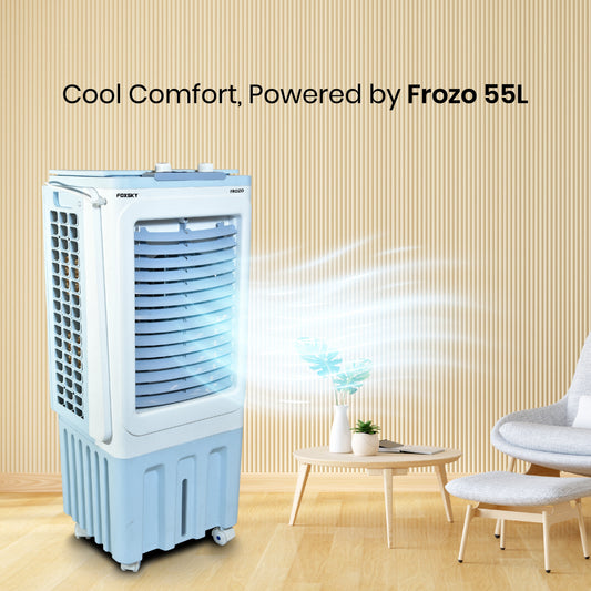 Foxsky Frozo 55 L Personal Air Cooler with Honeycomb Cooling Pads, 100% Copper Motor