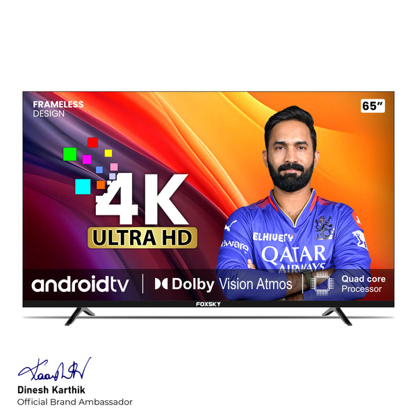 Foxsky 165 cm (65 inches) 4K Ultra HD Smart Android LED TV 65FS-VS | Built-in Google Voice Assistant