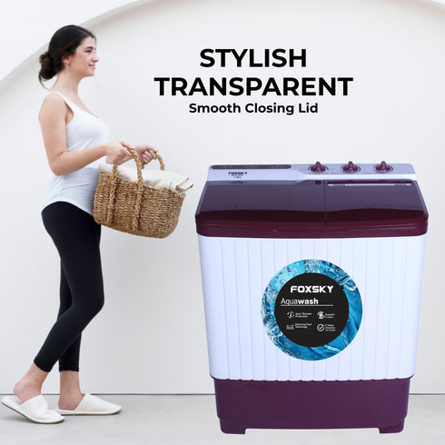 Foxsky 7.5 kg Semi-Automatic Top Load Washing Machine With Magic Filter (Aqua Wash, MAROON)