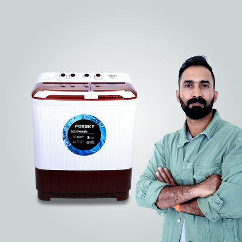 Foxsky 8.5 kg Semi-Automatic Top Load Washing Machine With Magic Filter (Aqua Wash, MAROON)