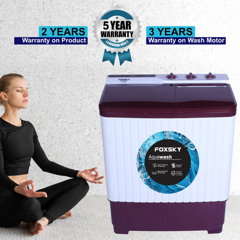 Foxsky 7.5 kg Semi-Automatic Top Load Washing Machine With Magic Filter (Aqua Wash, MAROON)