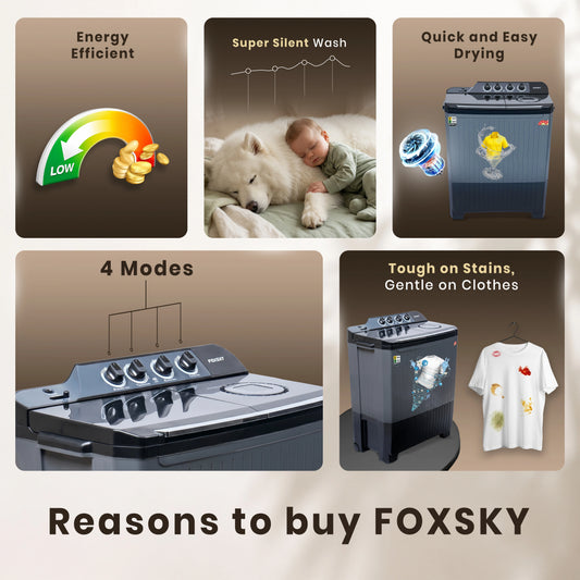 Foxsky 11 kg Semi Automatic Top Load Washing Machine with 3D Scrub Technology, Aqua Wash, Grey (AW1100SATL)
