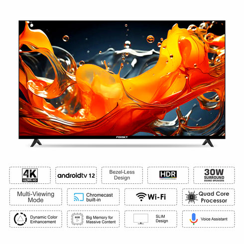 Foxsky 165 cm (65 inches) 4K Ultra HD Smart Android LED TV 65FS-VS | Built-in Google Voice Assistant