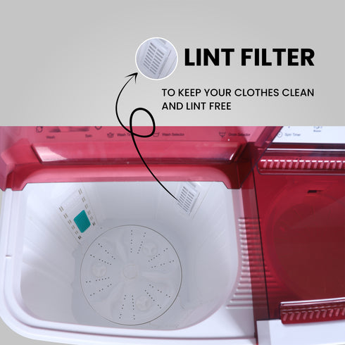 Foxsky 9.5 kg Semi-Automatic Top Load Washing Machine With Magic Filter (Aqua Wash, MAROON)