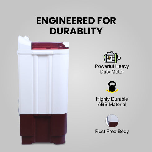 Foxsky 9.5 kg Semi-Automatic Top Load Washing Machine With Magic Filter (Aqua Wash, MAROON)