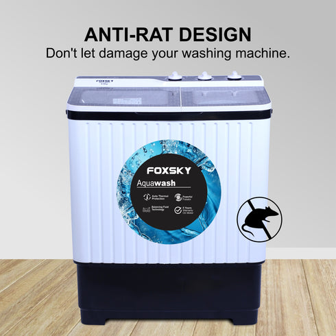 Foxsky 8.0 kg Semi-Automatic Top Load Washing Machine With Magic Filter (Aqua Wash, MAROON)