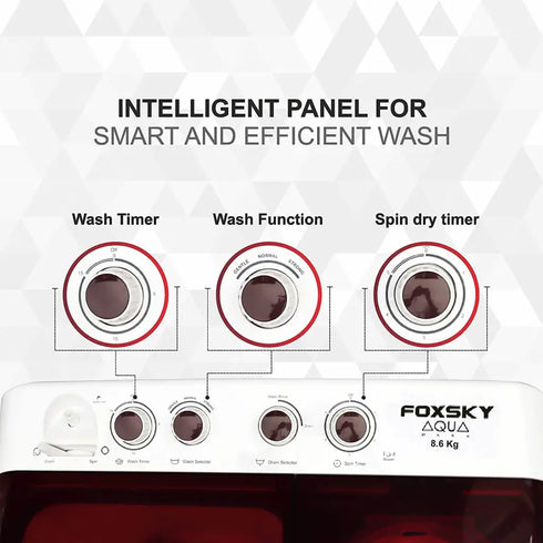 Foxsky 8.5 kg Semi-Automatic Top Load Washing Machine With Magic Filter (Aqua Wash, MAROON)