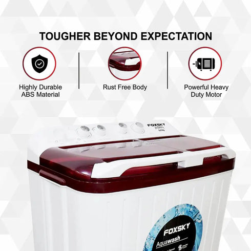 Foxsky 8.5 kg Semi-Automatic Top Load Washing Machine With Magic Filter (Aqua Wash, MAROON)