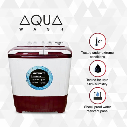 Foxsky 8.5 kg Semi-Automatic Top Load Washing Machine With Magic Filter (Aqua Wash, MAROON)