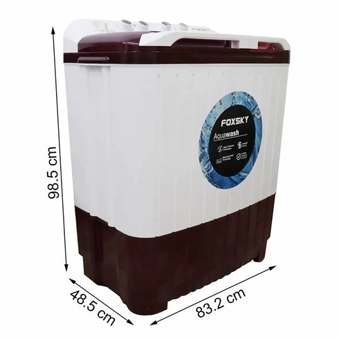 Foxsky 8.5 kg Semi-Automatic Top Load Washing Machine With Magic Filter (Aqua Wash, MAROON)