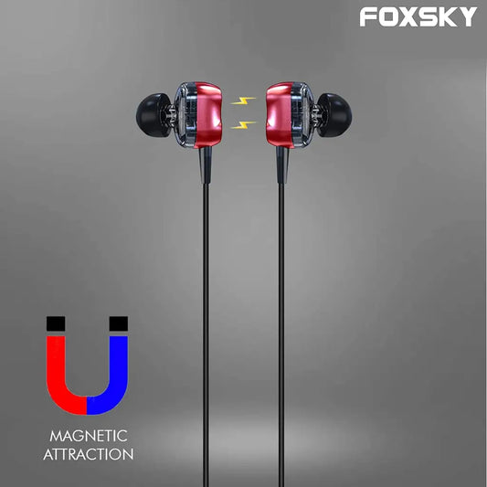 Foxsky Boult 002 Wireless Headphones With Bluetooth 5.0, Magnetic, 15 Hours Battery Life (Red) Foxsky India