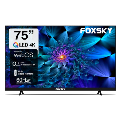 Foxsky 191 cm (75 inches) 4K Ultra HD Smart Android LED TV 75FS-VS | Built-in Google Voice Assistant (Frameless Series)