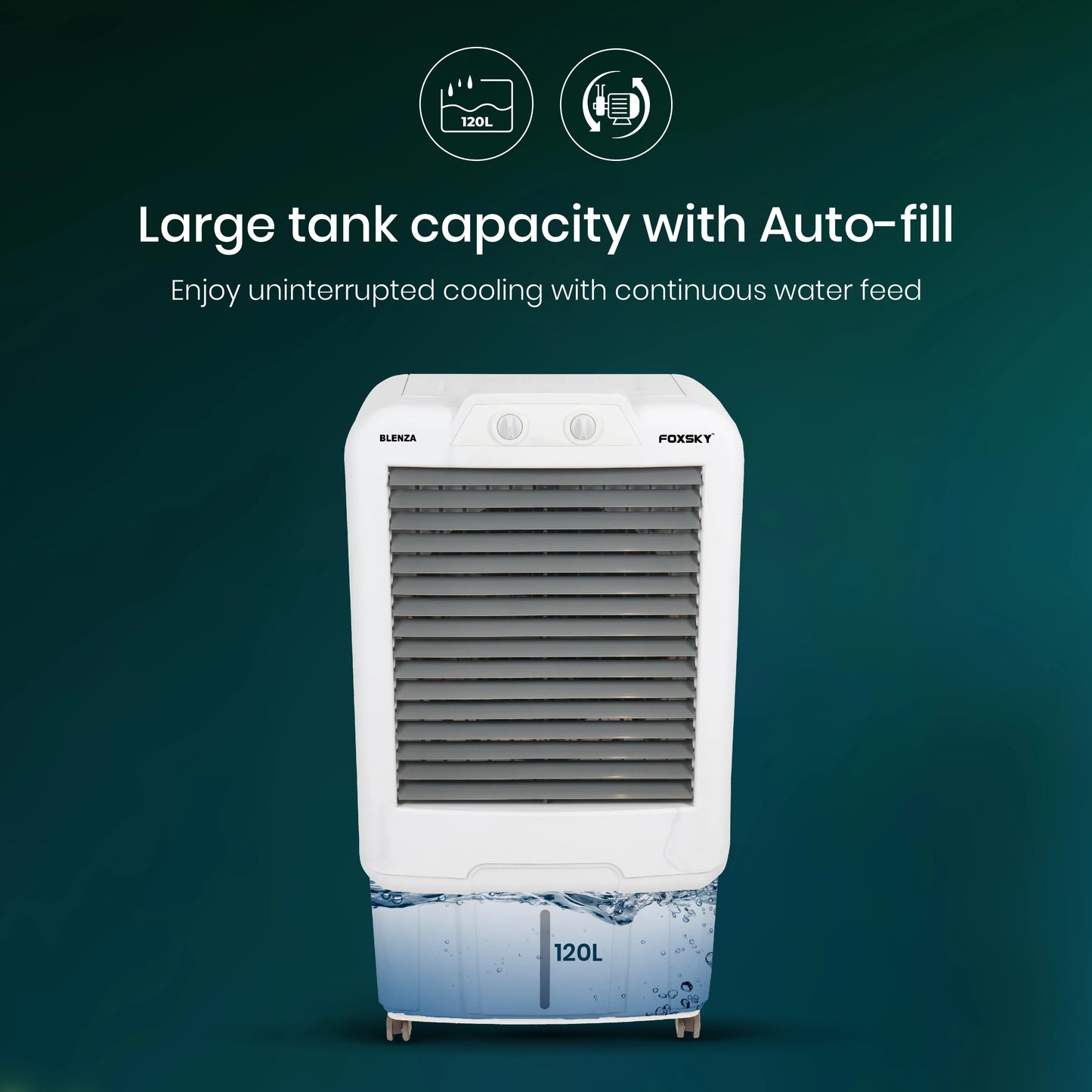 Foxsky Blenza 120 L Desert Air Cooler with Honeycomb Cooling Pads, 100% Copper Motor