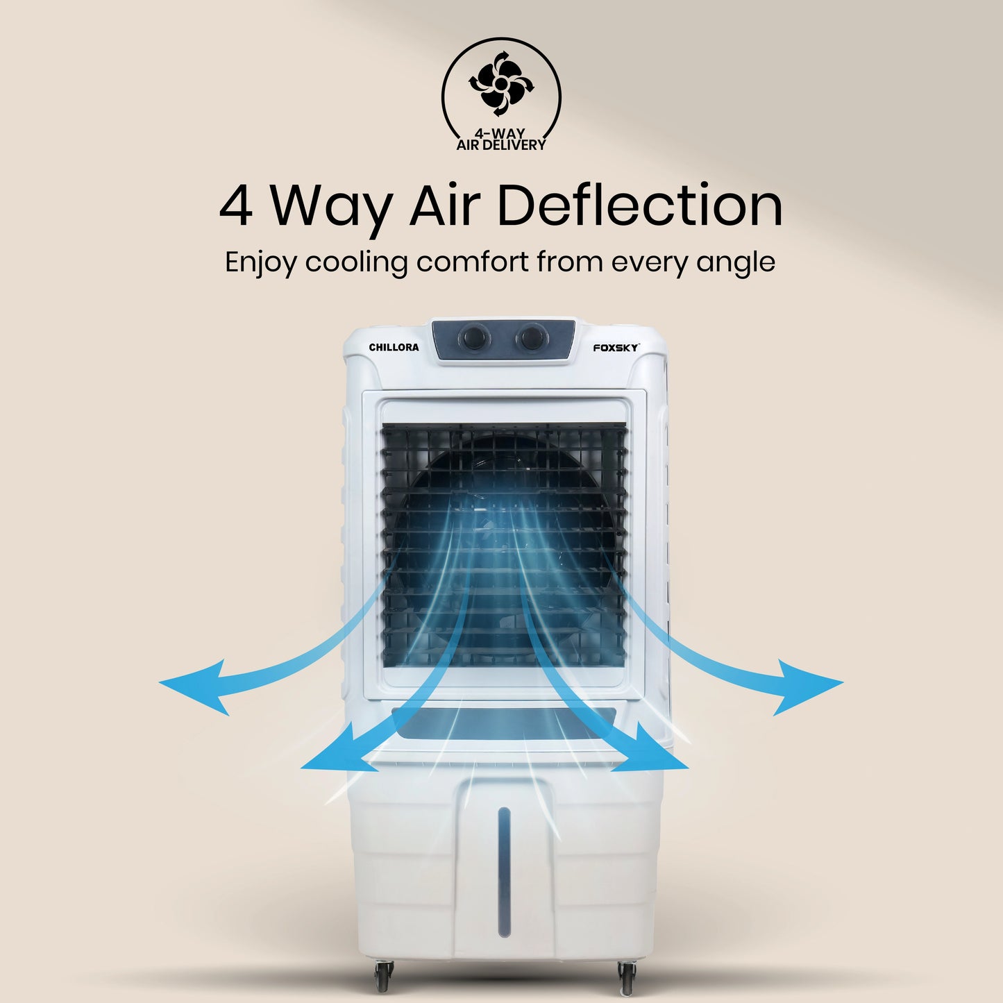 Foxsky Chillora 170 L Desert Air Cooler with Honeycomb Cooling Pads, 100% Copper Motor