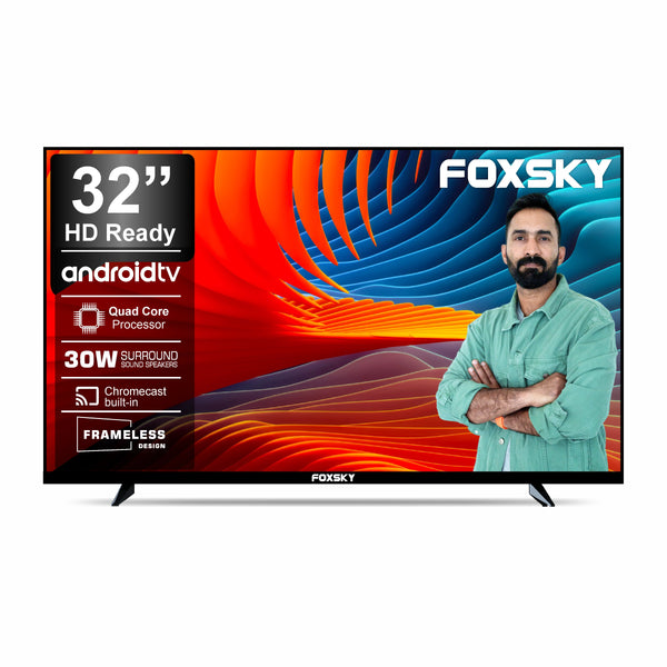 Foxsky 80 cm (32 inches) HD Ready Smart LED TV 32FS-VS (Frameless Edition) | With Voice Assistant