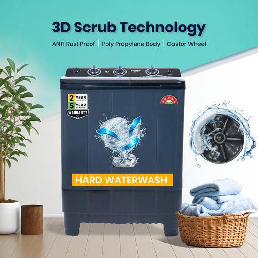 Foxsky 7.5 kg Semi-Automatic Top Load Washing Machine with 3D Scrub Technology, Aqua Wash, Grey (AW7500SATL)