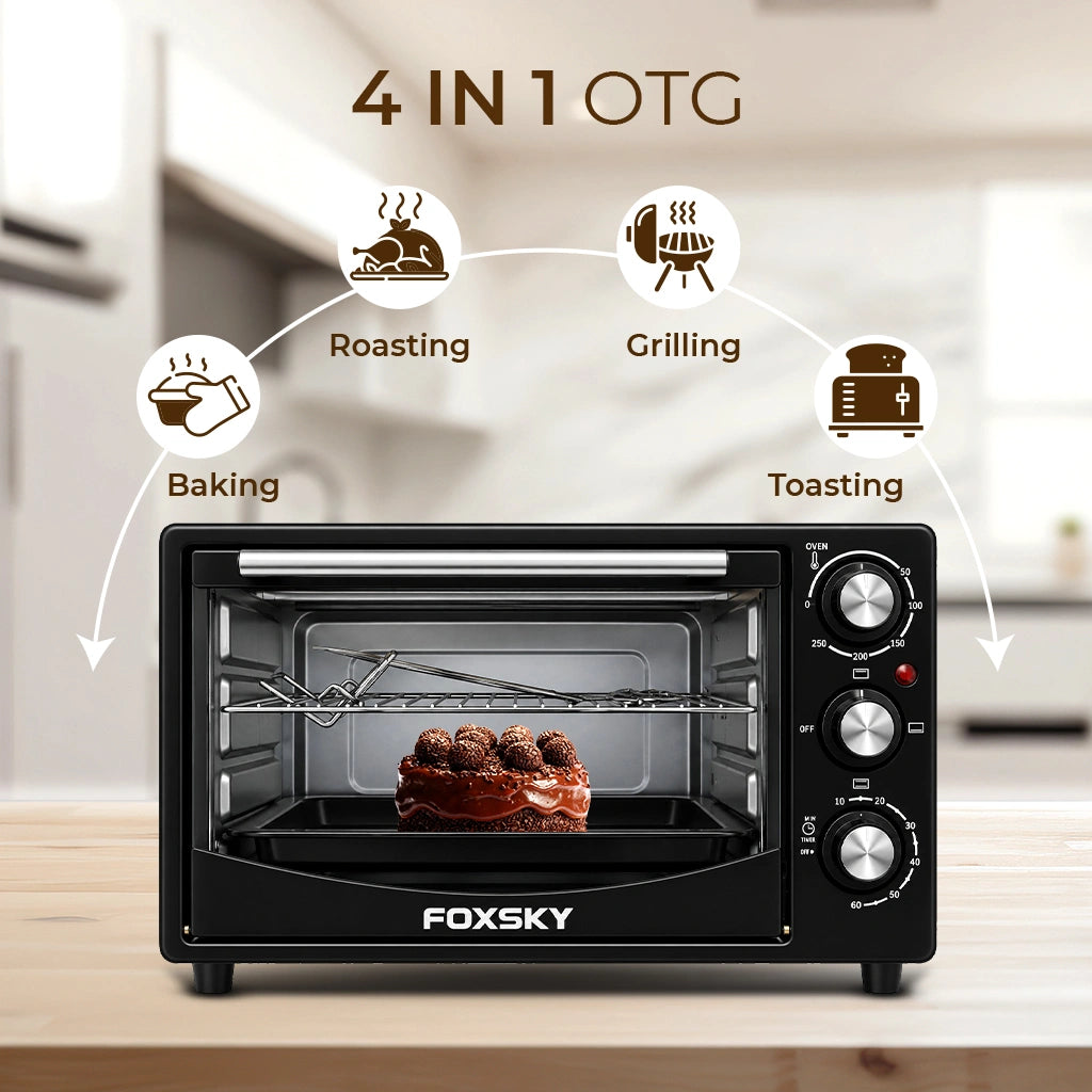 Foxsky 25L Heat Pro OTG FSMI-025 (1500W) | Oven Toaster Griller with Timer & 2-Year Warranty