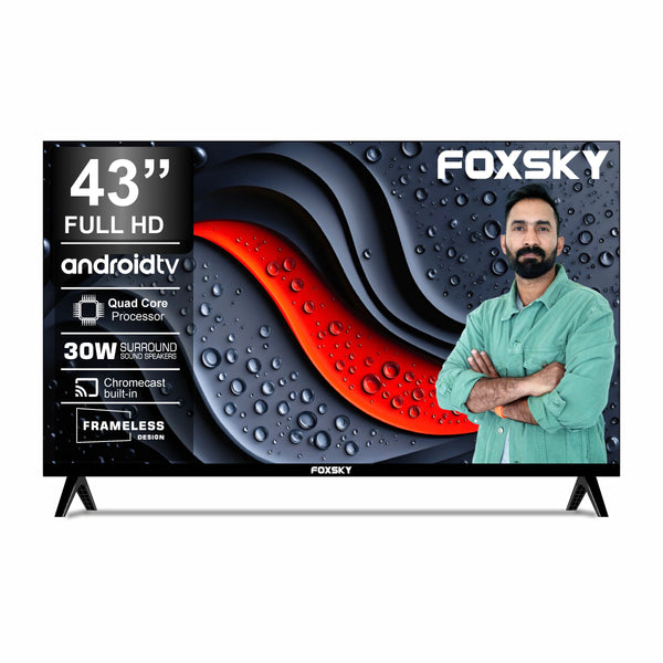 Foxsky 109 cm (43 inches) Full HD Smart LED TV 43FSFHS With Black (Frameless Edition) (Dolby Audio)