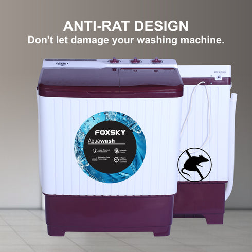 Foxsky 7.5 kg Semi-Automatic Top Load Washing Machine With Magic Filter (Aqua Wash, MAROON)