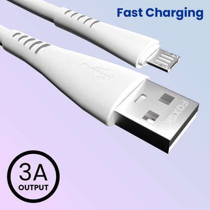 Foxsky Micro USB 3 Amp Fast Charging Data and Sync Cable Extra Tough Quick Charge 1.0M (White)Foxsky Micro USB 3 Amp Fast Charging Data and Sync Cable Extra Tough Quick Charge 1.0M (White)