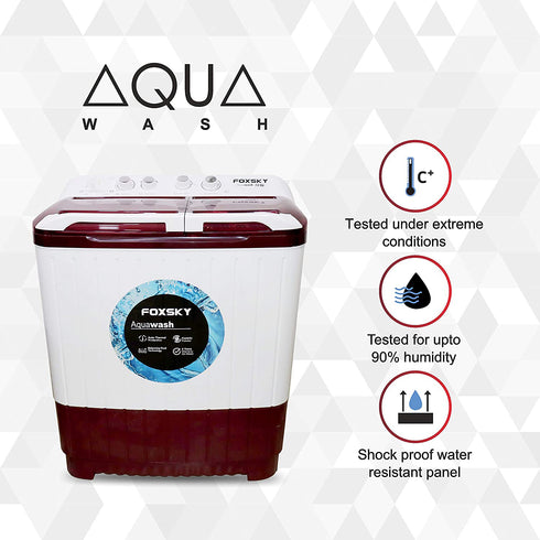 Foxsky 7.0 kg Semi-Automatic Top Load Washing Machine With Magic Filter (Aqua Wash, MAROON)