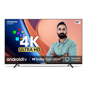 Foxsky 127 cm (50 inches) 4K Ultra HD Smart Android LED TV 50FS-VS | Built-in Google Voice Assistant