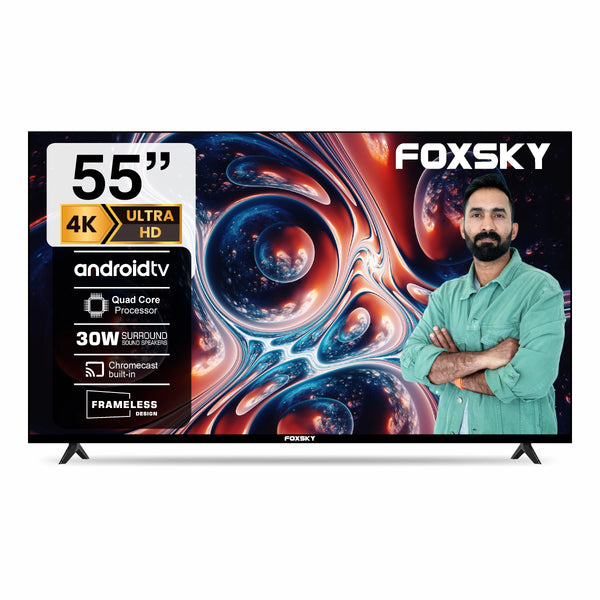 Foxsky 139.7 cm (55 inches) 4K Ultra HD Smart LED TV 55FS-VS (Frameless Edition) Voice Assistant