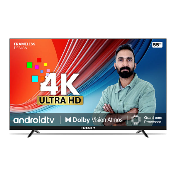 Foxsky 139.7 cm (55 inches) 4K Ultra HD Smart LED TV 55FS-VS (Frameless Edition) Voice Assistant