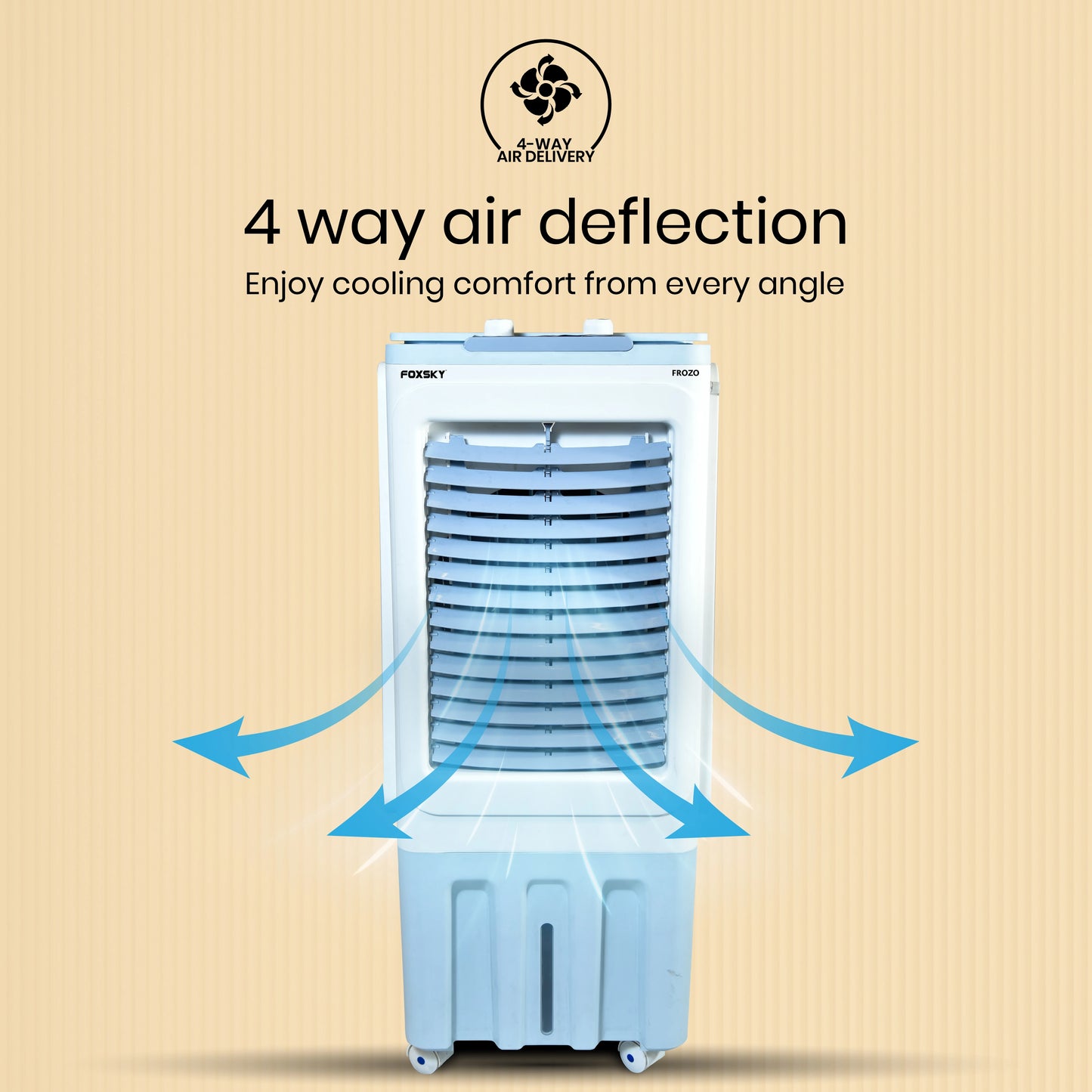 Foxsky Frozo 55 L Personal Air Cooler with Honeycomb Cooling Pads, 100% Copper Motor