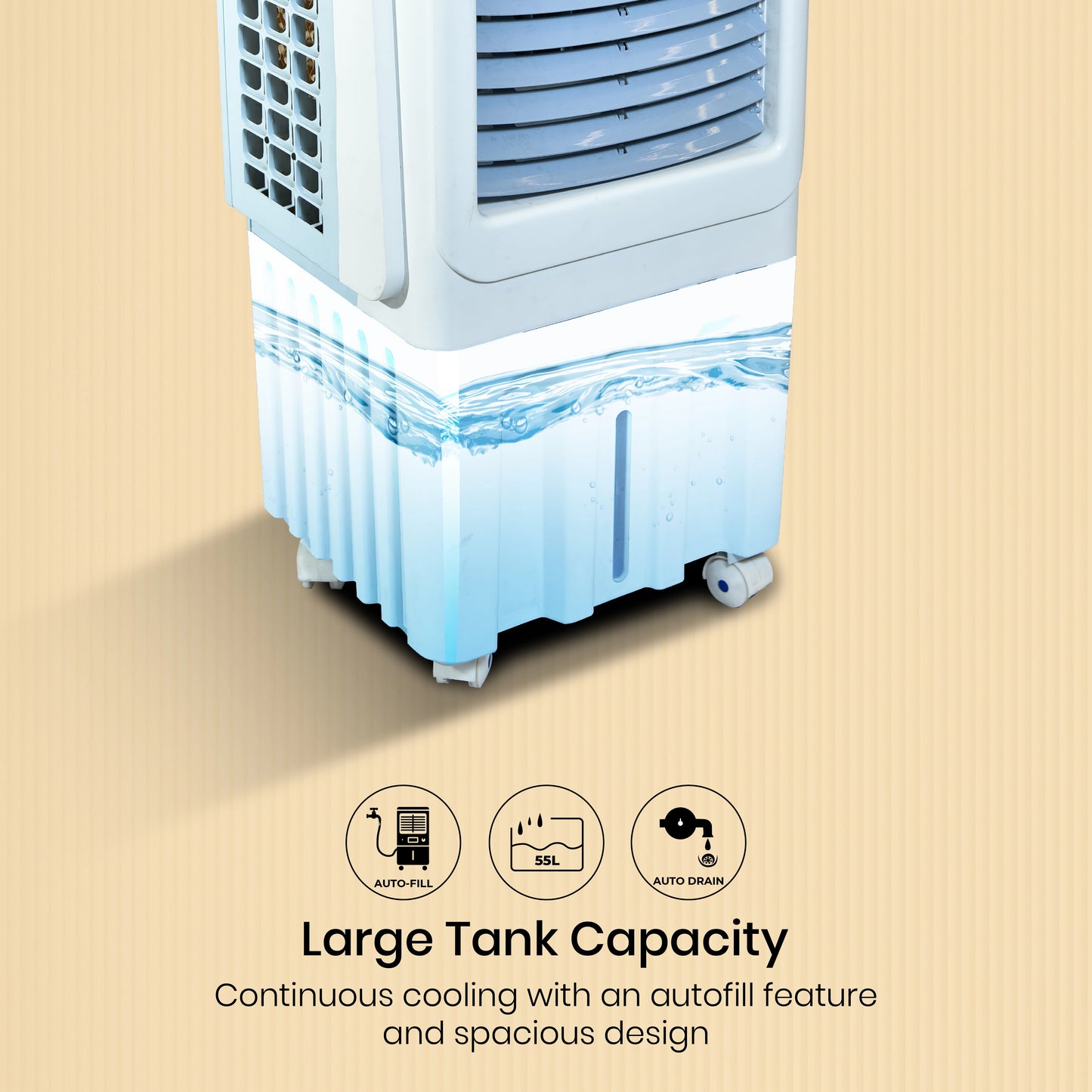 Foxsky Frozo 55 L Personal Air Cooler with Honeycomb Cooling Pads, 100% Copper Motor