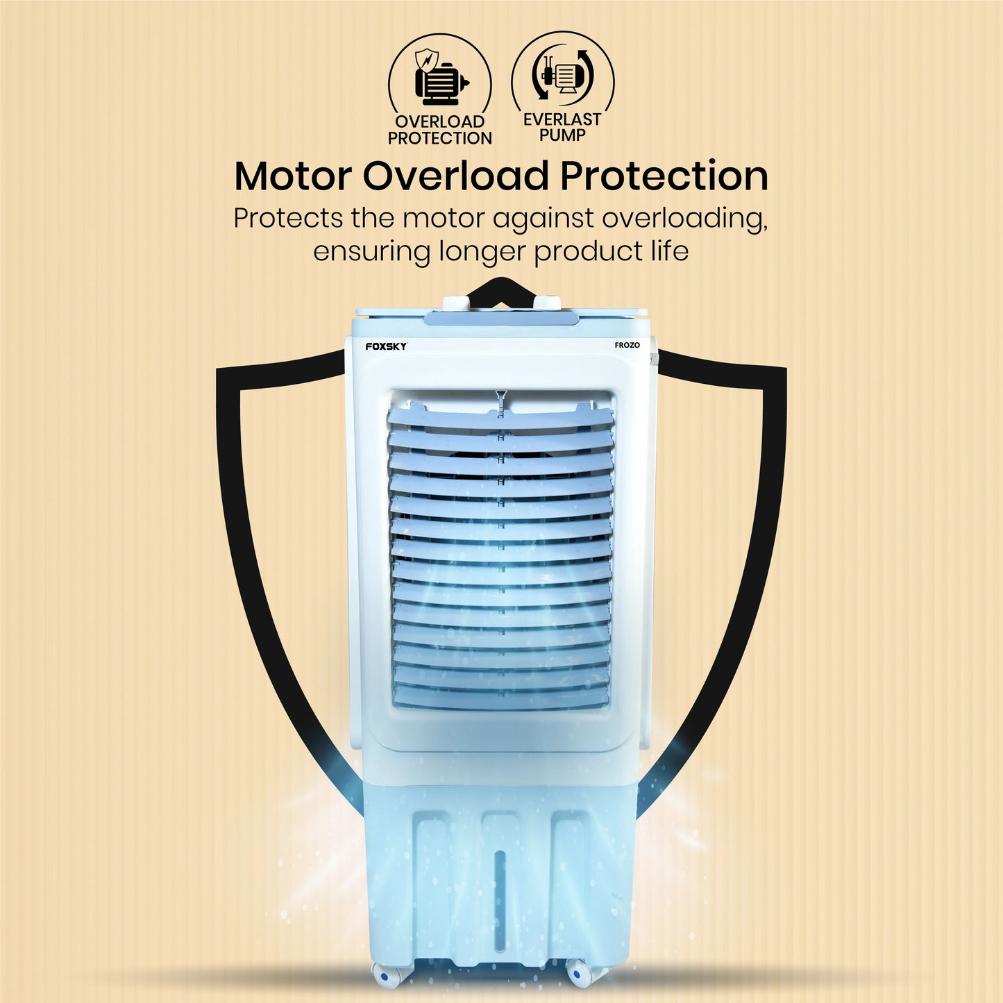 Foxsky Frozo 55 L Personal Air Cooler with Honeycomb Cooling Pads, 100% Copper Motor