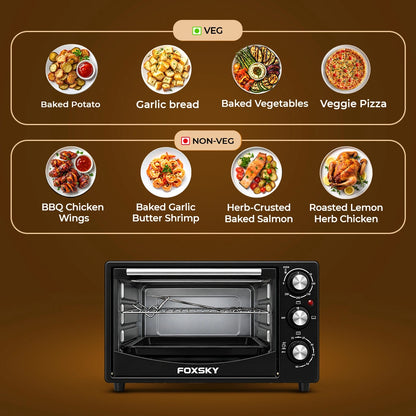 Foxsky 25L Heat Pro OTG FSMI-025 (1500W) | Oven Toaster Griller with Timer & 2-Year Warranty