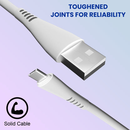 Foxsky Micro USB 3 Amp Fast Charging Data and Sync Cable Extra Tough Quick Charge 1.0M (White)