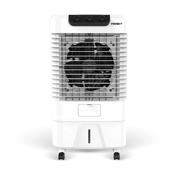 Foxsky Polo 65 L Desert Air Cooler with Honeycomb Cooling Pads, 100% Copper Motor, Ice Chamber, 2 Year Warranty, White