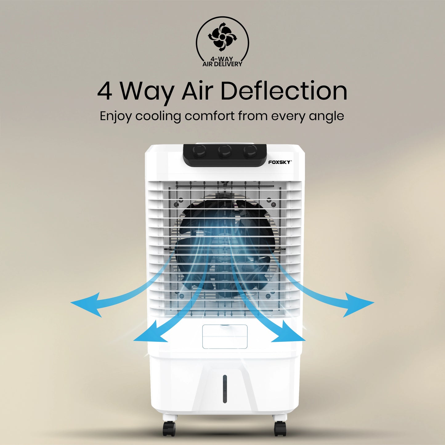 Foxsky Polo 65 L Desert Air Cooler with Honeycomb Cooling Pads, 100% Copper Motor, Ice Chamber