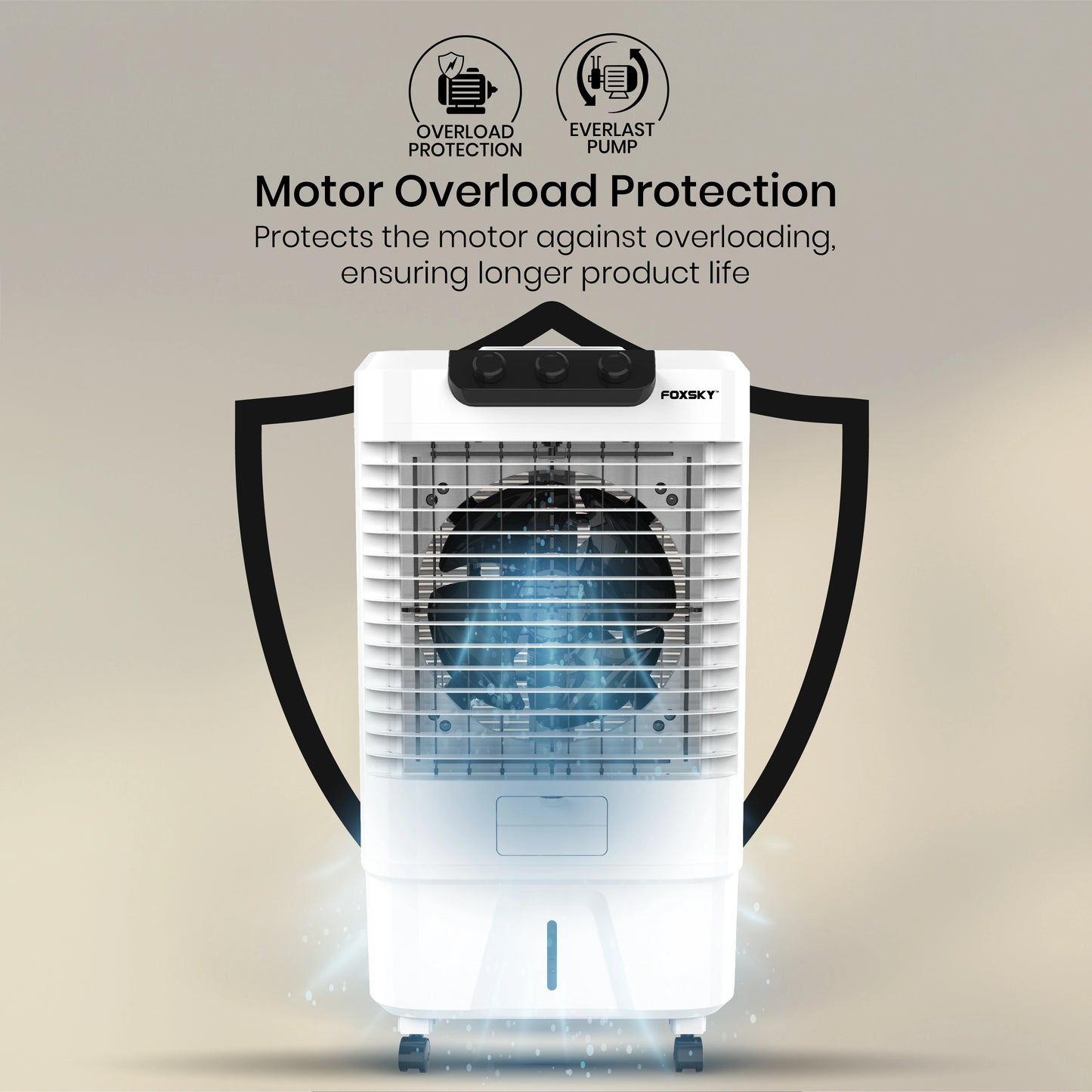 Foxsky Polo 65 L Desert Air Cooler with Honeycomb Cooling Pads, 100% Copper Motor, Ice Chamber