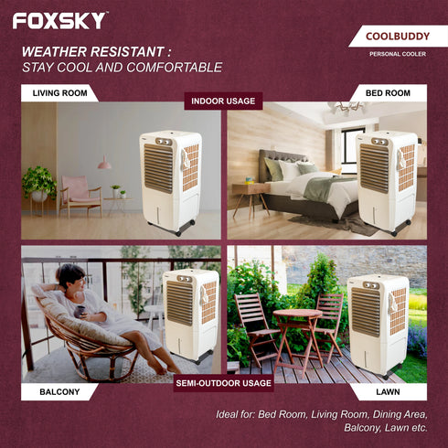Foxsky Coolbuddy 45 L Personal Air Cooler with Honeycomb Cooling Pads, 100% Copper Motor