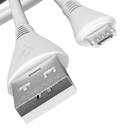 Foxsky Micro USB 3 Amp Fast Charging Data and Sync Cable Extra Tough Quick Charge 1.0M (White)