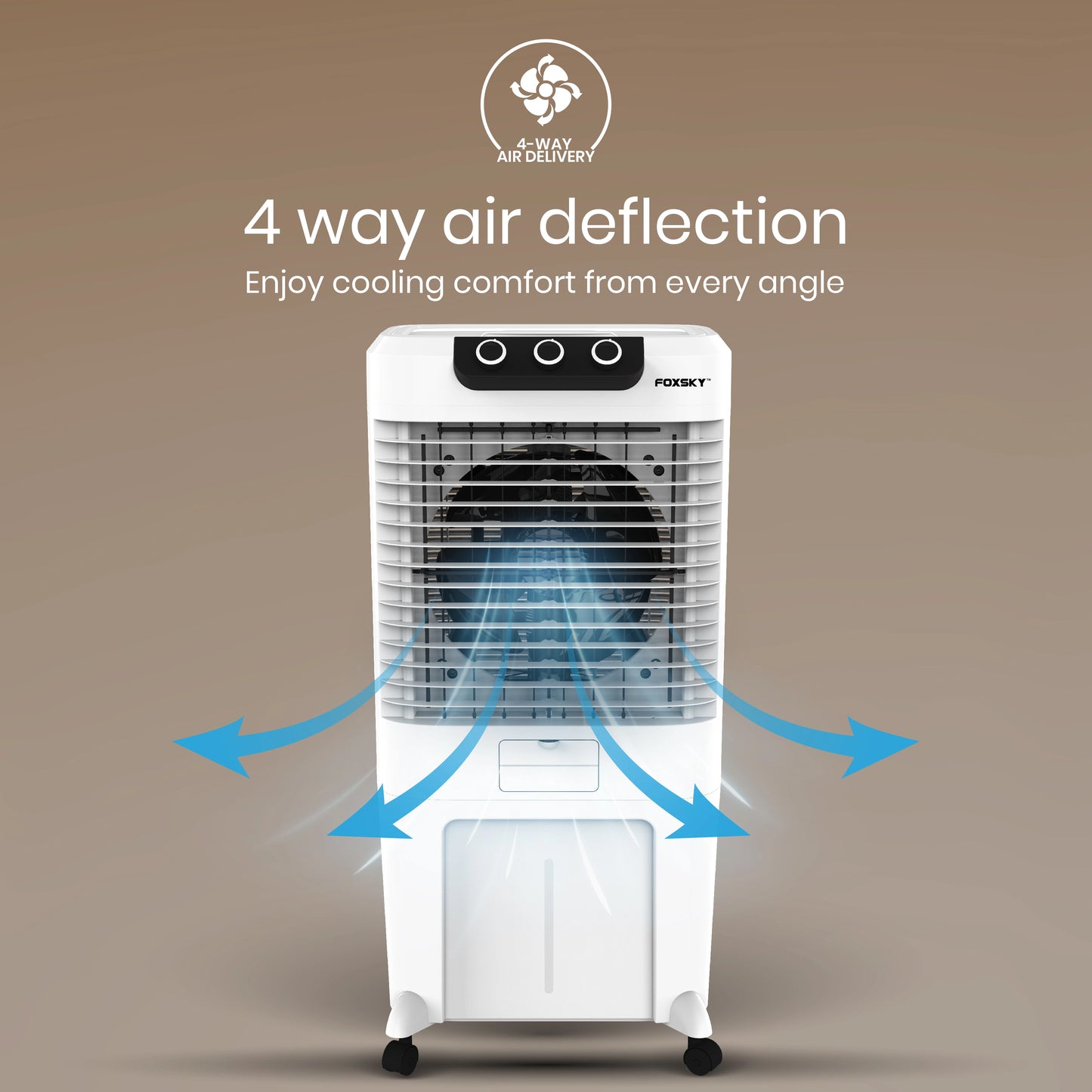 Foxsky Volt 85 L Desert Air Cooler with Honeycomb Cooling Pads, 100% Copper Motor, Ice Chamber