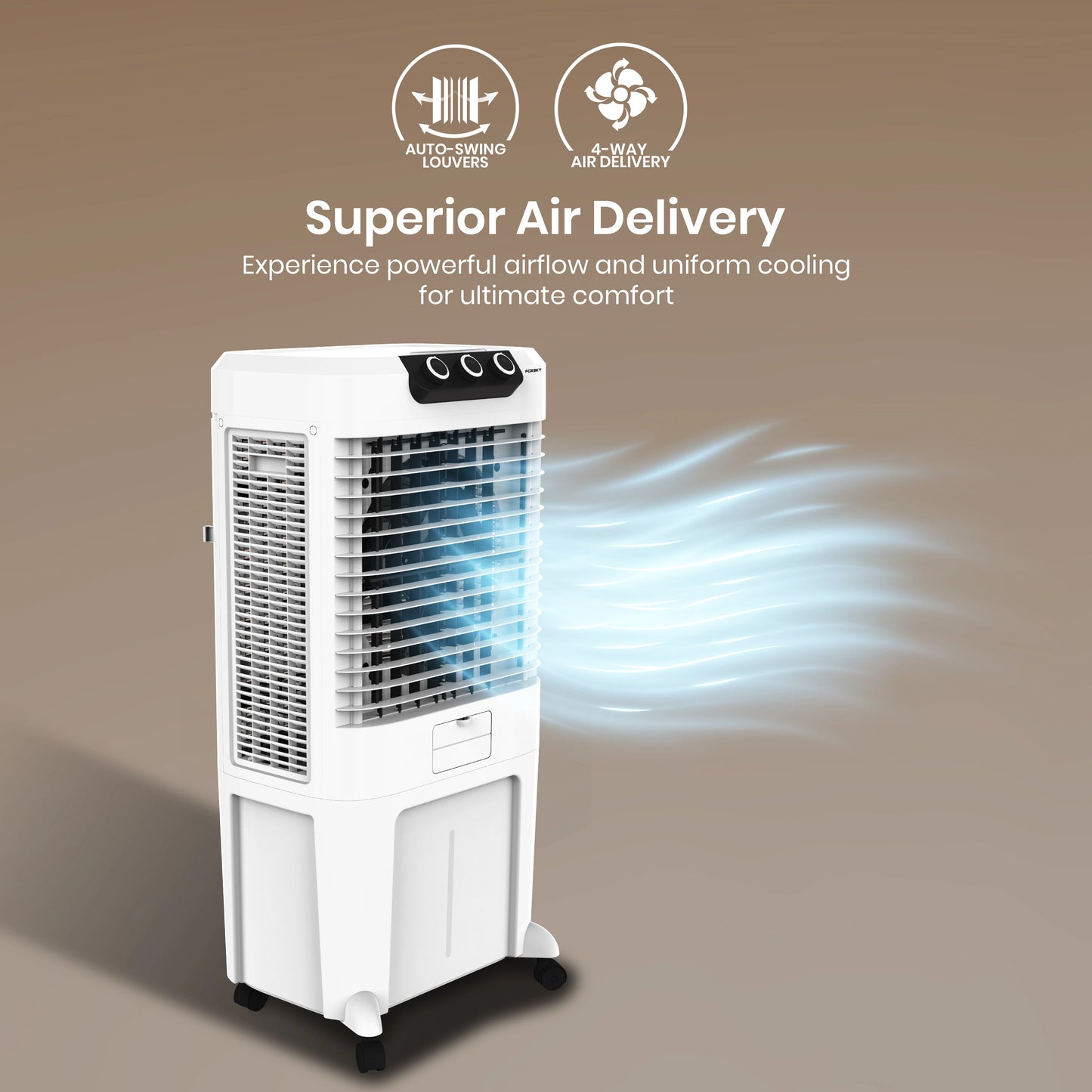 Foxsky Volt 85 L Desert Air Cooler with Honeycomb Cooling Pads, 100% Copper Motor, Ice Chamber