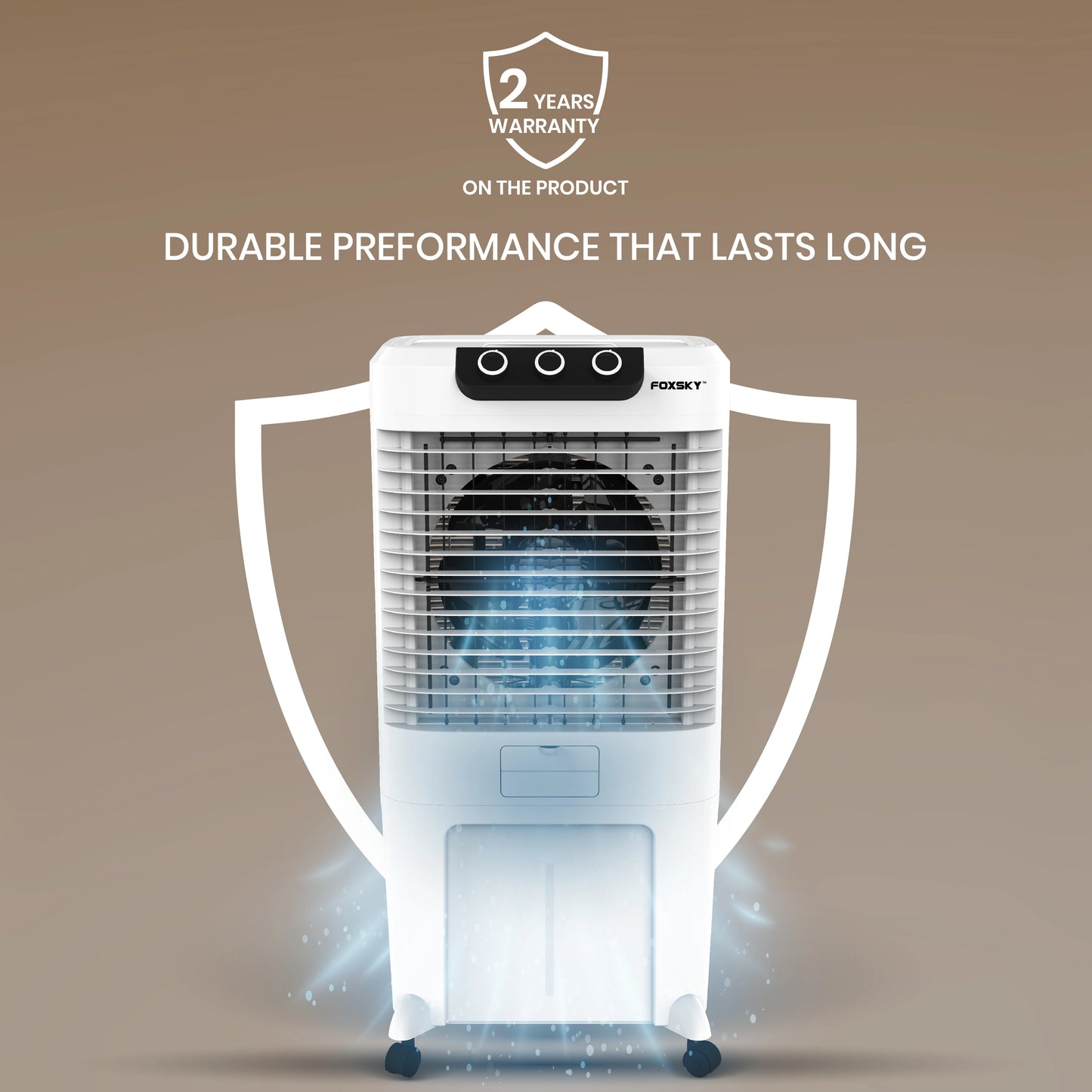 Foxsky Volt 85 L Desert Air Cooler with Honeycomb Cooling Pads, 100% Copper Motor, Ice Chamber