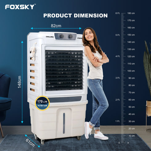 Foxsky Chillora 170 L Desert Air Cooler with Honeycomb Cooling Pads, 100% Copper Motor