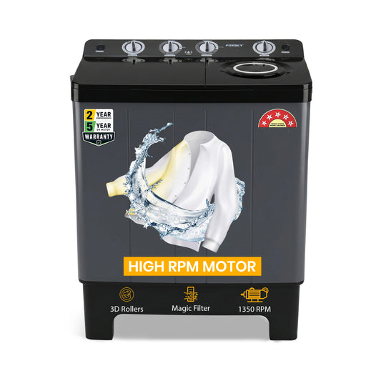 Foxsky 9.5 kg Semi Automatic Top Load Washing Machine with 3D Scrub Technology, Aqua Wash, Grey (AW9500SATL)